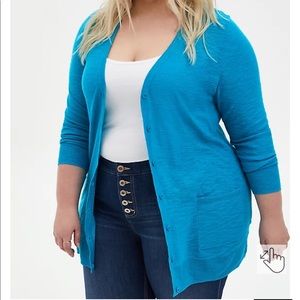 Torrid teal slub cardigan